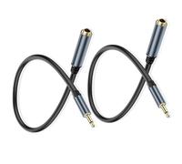 JSADZKJ Câble 3,5 mm vers 6,35 mm Mini Fiche Audio Monaural TS 1/8'' vers Prise Jack TRS 1/4'' Mâle/Femelle - Adaptateur AUX 30 cm