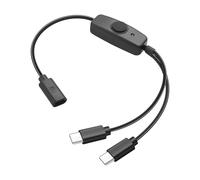 JSADZKJ Câble d'alimentation USB C Splitter avec Interrupteur 5V 2A Type c Femelle à mâle Adaptateur de Cordon d'alimentation pour appareils à Faible consommation 11,8pied (USB C vers 2XUSB C)