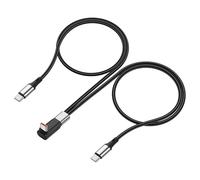JSADZKJ Câble de charge USB 2 en 1 - Angle droit - USB C vers double USB de type C - Charge rapide - 6 A - Pour ordinateur portable de voiture, téléphone portable - 50 cm