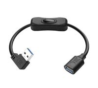 JSADZKJ Câble d'extension USB 3.0 à 90 degrés - USB type A mâle vers femelle - Avec interrupteur marche/arrêt - Câble coudé gauche - Câble de charge d'alimentation USB 3.0 - Pour bandes LED,