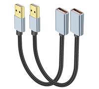 JSADZKJ Câble d'extension USB-A 2.0 Adaptateur mâle/femelle de type A Câble court USB 2.0 Compatible avec le PC,l'imprimante,clavier,souris,clé USB,disque dur,l'appareil photo 1ft（2Pcs）