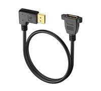 JSADZKJ Câble DisplayPort 1.4 à angle gauche DP vers DP prend en charge 4K @ 60 Hz, résolution vidéo 2K @ 144 Hz 90 degrés Displayport mâle vers femelle pour moniteurs de jeu HDTV PC 0,5 m