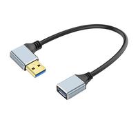 JSADZKJ Câble USB A 3.0 court à 90 degrés,câble de données USB mâle vers femelle à angle gauchetransmisside données 5 Gbit/s et câble adaptateur USB 3.0,pour portables-11,8in (Angle Gauche)