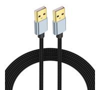 JSADZKJ Câble USB A vers USB A Câble USB A mâle vers USB A mâle Câble tressé en nylon Câble plaqué or USB Type A 2.0 vers A Data Sync pour disque dur lecteur DVD ordinateur portable (9.8Ft/3M)