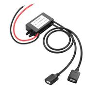 JSADZKJ Convertisseur de Puissance Double USB Femelle 12V 24V DC vers 5V 3A 15W Adaptateur d'alimentation abaisseur DC-DC,convertisseur de Puissance DC pour Voiture,lumières LED 30cm