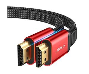 JSAUX 4K Câble HDMI 1M, Câble Plat HDMI 2.0 Ultra Haut Débit 18Gbps Support 3D, UHD 4K@60Hz, 2160P, Vidéo HD 1080P, Ethernet Compatible avec Fire TV, HDTV, Apple TV, PlayStation PS4 PS3 -Rouge