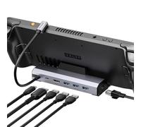JSAUX 6 en 1 Docking Station Compatible avec Steam Deck/OLED/ROG Ally X/Legion Go S, Dock Steam Deck, Station d'accueil avec HDMI 2.1 4K@120Hz, Gigabit Ethernet, 3 Ports USB A 3.0 et USB C-HB0603