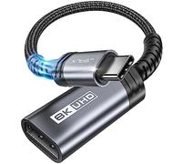 JSAUX Adaptateur DisplayPort USB C DP1.4 [8K @ 60Hz, 4K @ 144Hz 120Hz, 2K @ 240Hz] Dynamic HDR, 3D Thunderbolt4/3 vers DisplayPort Compatible avec Oculus Rift S, MacBook Pro, Reverb G2, Dell XPS,