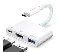 JSAUX Adaptateur USB C vers HDMI Multiport AV Numérique, Hub 4K 30Hz HDMI, USB A 3.0 5Gbps,Charge USB C 100W 3 en 1 Compatible avec iPhone 15 Pro Max/15 Pro,Apple MacBook,iPad,Dell,Surface,Steam Deck