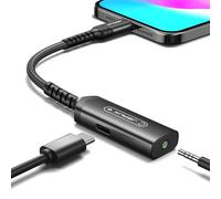 JSAUX Adaptateur USB C vers Jack 3,5 mm 2 en 1 PD 60W Charge Rapide, Audio + Charge Simultanées, DAC HiFi Haute Qualité, Compatible iPhone 17/16/15 Pro Max/Plus, Galaxy S26/S25/S24, iPad Pro/Air-Black