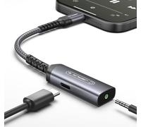 JSAUX Adaptateur USB C vers Jack 3,5 mm 2 en 1 PD 60W Charge Rapide, Audio + Charge Simultanées, DAC HiFi Haute Qualité, Compatible iPhone 17/16/15 Pro Max/Plus, Galaxy S26/S25/S24, iPad Pro/Air-Gris