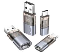 JSAUX Blocage de Données USB & Blocage de Données USB C (Pack de 4), Data Blocker Transparent Type A & Type C Uniquement pour la Recharge, Refus du Piratage, Recharge Sécurisée, Gris