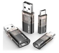 JSAUX Blocage de Données USB & Blocage de Données USB C (Pack de 4), Data Blocker Transparent Type A & Type C Uniquement pour la Recharge, Refus du Piratage, Recharge Sécurisée, Noir