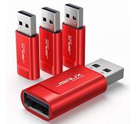 JSAUX bloqueur de données USB, USB A/USB A, Charge Seule, Lot de 4, Rouge | Bloqueur de données pour charge publique sûre, protection anti juice jacking, prêt à voyager