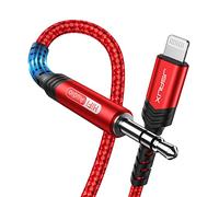 JSAUX Câble Audio Auxiliaire de Voiture iPhone 1.8M【Certifié Apple MFi】Câble Lightning vers Jack 3.5 mm Compatible avec iPhone 13 13Mini 13 Pro 13Pro Max 12 12 Pro 11 Pro Max X XS XR X 8 7 Plus -Rouge