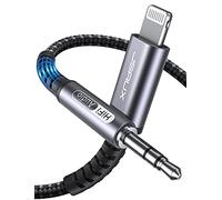JSAUX Câble AUX Auxiliaire Audio Voiture1.8 Mètre [Certifié Apple MFi] Câble Lightning Jack vers 3.5mm Compatible Avec iPhone 12/12 Pro Max/11/11 Pro Max/X/XR/8/7/ Casque/Autoradio- Gris