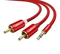 JSAUX Câble Cinch Jack Audio 3.5mm Mâle vers 2 RCA Mâle Câble RCA Jack Stéréo Compatible avec TV PC Téléphone Tablette Amplificateur Chaîne HiFi DVD Barre de Son Home Cinéma Autoradio rouge-2M