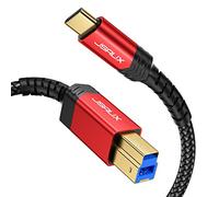 JSAUX Câble d'imprimante USB B 3.0 vers USB C de 2 m, câble USB 3.0 de type B avec bridé en nylon compatible avec station d'accueil, disques durs externes, scanner, etc
