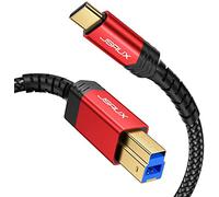 JSAUX Câble d'imprimante USB B 3.0 vers USB C de 3 m, câble USB 3.0 de type B avec bridé en nylon compatible avec station d'accueil, disques durs externes, scanner, etc