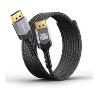 JSAUX Câble DisplayPort 1.4 4,5 m, 32,4 Gbps nylon tressé avec connecteurs plaqués or, 8K@60Hz 4K@144Hz 2K@240Hz, DSC 1.2, compatible avec FreeSync, moniteur gaming, PC portable, TV