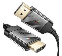 JSAUX Câble DisplayPort vers HDMI 4K 1 m, 4K @ 60 Hz/2 K @ 120/1080P @ 120 unidirectionnel [plaqué or, tressé, gaine en aluminium] DP PC vers moniteur HDMI compatible avec Lenovo, HP, Dell, AMD