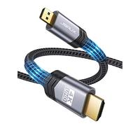 JSAUX Câble micro HDMI 4K 2M, Micro HDMI vers HDMI avec Ethernet, UHD 4K, 3D, ARC, HDMI D vers HDMI A câble compatible avec Raspberry Pi 4, Gopro Hero 8/7/6/5, Alpha, Sony, Canon Gris