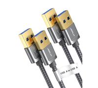 JSAUX Câble USB 3.0 1M+2M, Type A Mâle vers Male Câble USB 3.0 Super Speed Câble de Données Nylon Tressé pour Disque Dur Externe, Lecteur DVD, Refroidisseur PC Portable, Hub, Imprimante et Caméra