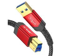 JSAUX Câble USB 3.0 B [2M, 5 Gbps] USB A vers USB type B Câble en nylon tressé Compatible avec station d'accueil, hub USB 3.0, disques durs externes, scanners, imprimantes, etc. Rouge