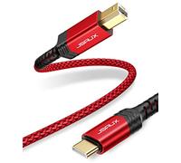 JSAUX Câble USB B vers USB C pour imprimante compatible avec MacBook Pro, HP, Epson, Canon, Brother, Lexmark, Xerox imprimantes et scanners - Rouge - 3 m