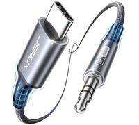 JSAUX Câble USB C vers 3.5mm Aux 1M, Auxiliaire AudioType C vers Jack 3,5 mm, Stéréo Adaptateur Audio Voiture Compatible avec iPhone 16/15 Pro Max Plus, Galaxy S24 S23 S22 Ultra, iPad Pro-grise