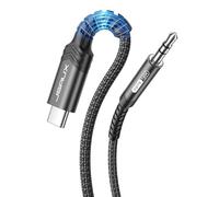 JSAUX Câble USB C vers 3,5mm Jack 50cm, Type C 3,5mm Mâle Adaptateur Jack Stéréo Voiture auxiliaire Compatible avec iPhone 16 Pro Max/16 Plus, Samsung Galaxy S23 S22 Ultra, iPad Pro, Huawei P40-noir