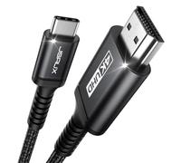 JSAUX Câble USB C vers HDMI 1M 4K 60Hz compatible avec 4K 30Hz pour Thunderbolt 3 iPhone 17 16 Pro 15 MacBook Pro Air 2018 iPad Pro Galaxy S25 S24 S10 S9 Surface Book-Noir