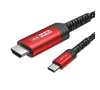 JSAUX Câble USB C vers HDMI 1M [4K@60Hz], USB Type C vers HDMI [Thunderbolt 3] Compatible avec MacBook Pro 2021, Macbook Air, iPad Pro 2020, Galaxy S22/ S21, Surface Book 2 Usw - Rouge