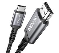 JSAUX Câble USB C vers HDMI 4K 60Hz 1M Compatible avec 4K 30Hz pour Thunderbolt 3 iPhone 17 16 Pro 15 MacBook Pro Air 2018 iPad Pro Galaxy S25 S24 S10 S9 Surface Book