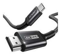 JSAUX Câble USB C vers HDMI 4K 60Hz 3M Compatible avec 4K 30Hz pour Thunderbolt 3 iPhone 17 16 Pro 15 MacBook Pro Air 2018 iPad Pro Galaxy S25 S24 S10 S9 Surface Book Noir