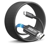 JSAUX Câble USB C vers HDMI 4K 60Hz 4M Compatible avec 4K 30Hz pour Thunderbolt 3 iPhone 17 16 Pro 15 MacBook Pro Air 2018 iPad Pro Galaxy S25 S24 S10 S9 Surface Book Noir