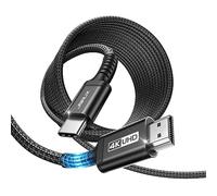 JSAUX Câble USB C vers HDMI 4K 60Hz 5M Compatible avec 4K 30Hz pour Thunderbolt 3 iPhone 17 16 Pro 15 MacBook Pro Air 2018 iPad Pro Galaxy S25 S24 S10 S9 Surface Book Noir