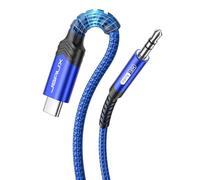 JSAUX Câble USB C vers Jack AUX 1 m, 3,5 mm Adaptateur pour Casque de Voiture auxiliaire en Nylon tressé pour Huawei P40/P30/P20/Mate 20/30, Samsung Galaxy S22/S21/S20+/Note20/10/A8, Oneplus 7-Bleu