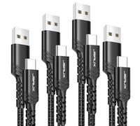 JSAUX Câble USB Type C [Lot de 4 1M 1M 2M 3M] Câble de Chargeur USB C 3.1A Charge Rapide Compatible avec iPhone 16 15 Pro Max Samsung Galaxy S24 S22 S20 A53 Google Pixel 5 6 XL Xbox Xperia XZ Noir