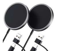 JSAUX Chargeur MagSafe 2 Pièces, Chargeur à Induction pour iPhone 17, 15 W Magnétique pour MagSafe iPhone 17 Air/Pro/Max/16/15/14/13/12 Series/AirPods Pro - Noir
