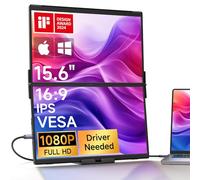 JSAUX FlipGo Pro 15.6" Extension Triple d’Écran pour Ordinateur Portable, 1080P Double Moniteur pour PC Portable pour Windows/macOS(Pilote requis), Connexion Via Un Seul câble/Design Magnétique