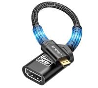 JSAUX Lot de 2 adaptateurs micro HDMI vers HDMI 4K @ 60 Hz HDR 3D 18 Gbps Compatible avec Raspberry Pi 5/4, Hero, appareils photo A6300 A6400, Yoga, Odroid, etc. Noir