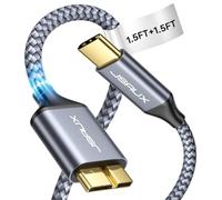 JSAUX Lot de 2 Câble USB C vers Micro USB 3.0 Câble Disque Dur Cable Type C mâle vers Micro B mâle pour Disque Dur Externe Toshiba Seagate WD My Passport Elements Toshiba Canvio Galaxy S5-0.5M+0.5M