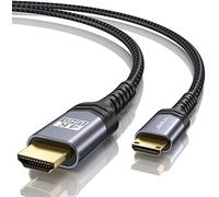 JSAUX Mini HDMI vers HDMI Cable 4.5M [4K @ 60Hz, 18Gbps] Mini HDMI vers HDMI Nylon Braided Cable Support 4K, 1080P, 2K @ 120Hz, 3D, HDR, ARC Grey