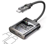 JSAUX Répartiteur USB C, 2 en 1 de type C, pour casque et chargeur, type C vers type C Hi-Res 32 bits/384 kHz audio et USB C PD 60 W, charge rapide pour iPhone 16 Pro Max, Galaxy S24 Ultra, iPad