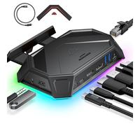 JSAUX Station d’Accueil RGB pour Steam Deck OLED, ROG Ally et Legion Go, Dock Portable 12 en 1 avec HDMI et DisplayPort 4K 120Hz, Ethernet Gigabit, USB C 3.2, USB A 3.2 et 2.0, SD TF, Noir