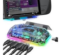 JSAUX Station d’Accueil RGB pour Steam Deck OLED, ROG Ally et Legion Go, Dock Portable 12 en 1 avec HDMI et DisplayPort 4K 120Hz, Ethernet Gigabit, USB C 3.2, USB A 3.2 et 2.0, SD TF-HB1201S