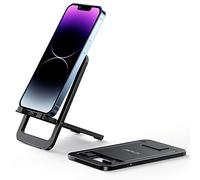 JSAUX Support Téléphone Portable, Support Pliable en Aluminium Ajustable Porte Smartphone Voyage Accessoires Bureau Compatible avec iPhone 16 15 14 13 Pro Max Samsung S24 S23 Ultra A53 Kindle-Noir