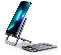 JSAUX Support Téléphone Portable, Support Pliable en Aluminium Ajustable Porte Smartphone Voyage Accessoires Bureau Compatible avec iPhone 16 15 14 13 Pro Max Samsung S24 S23 Ultra A53 Kindle-Gris