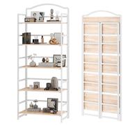 JSB Bibliothèque pliable à 5 niveaux sans assemblage, étagère de rangement en bois vintage pour salon, chambre à coucher, bureau étagères d'organisation